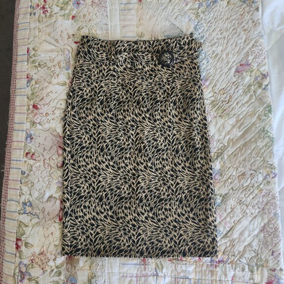 GRACE Animal Print Knit Pencil Skirt, Size 2 - Picture 1 of 4